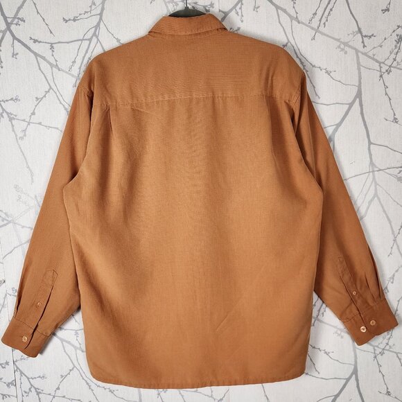 Bugatchi Orange Microchecks Modal Micro Fibre Blend Button Front Shirt - Picture 3 of 5